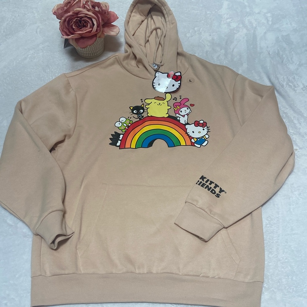 SANRIO HELLO KITTY NWT Size L Cream Hoodie